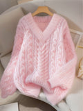 Maja Striktrøje Dame | Løs Cable Knit, V-hals