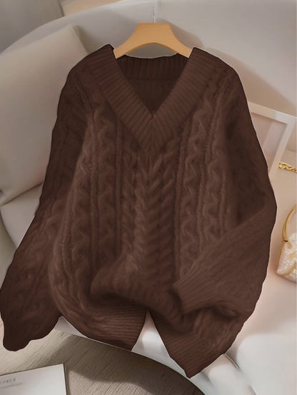 Maja Striktrøje Dame | Løs Cable Knit, V-hals 3