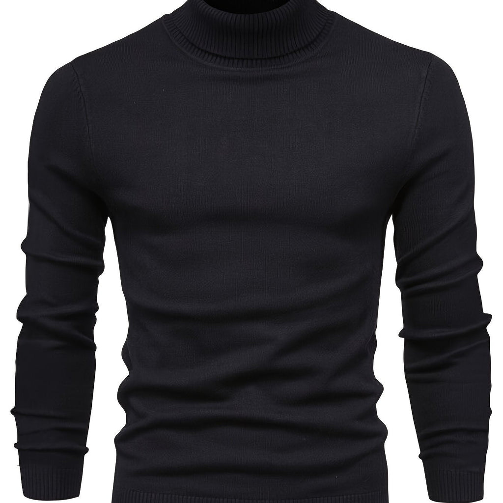 Højhalset klassisk sweater i sort med ribkant ved hals og ærmer