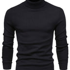 Højhalset klassisk sweater i sort med ribkant ved hals og ærmer