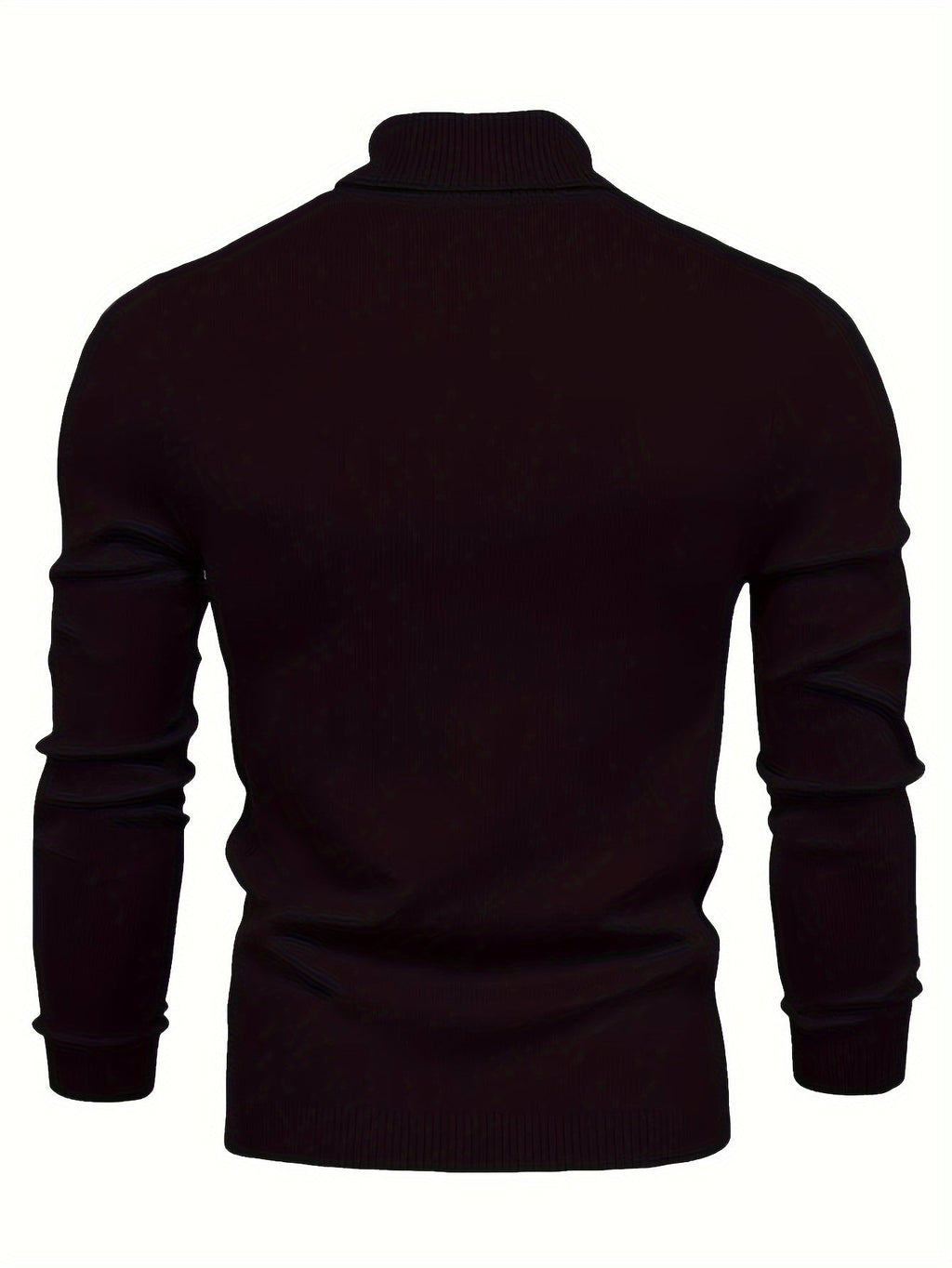 Højhalset klassisk sweater i mørk bordeaux med lange ærmer og ribkanter