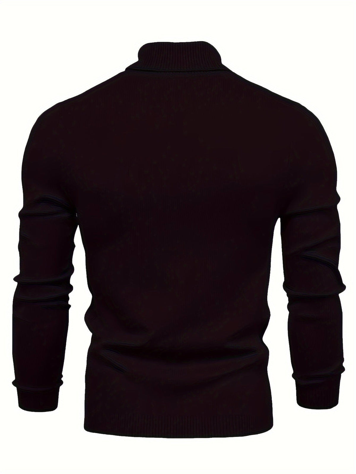 Højhalset klassisk sweater i mørk bordeaux med lange ærmer og ribkanter
