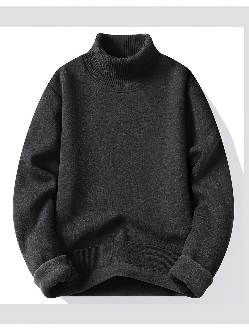 Maxwell højhalset sweater i mørk grå med høj hals og ribstrikkede manchetter