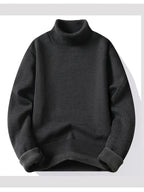 Maxwell højhalset sweater i mørk grå med høj hals og ribstrikkede manchetter