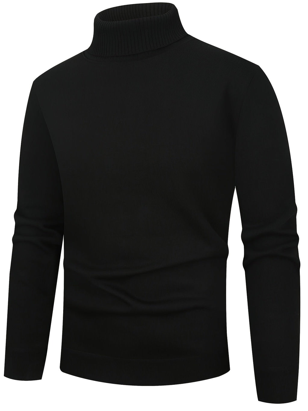 Maxwell højhalset sweater i sort set bagfra med høj ribstrikket hals og manchetter