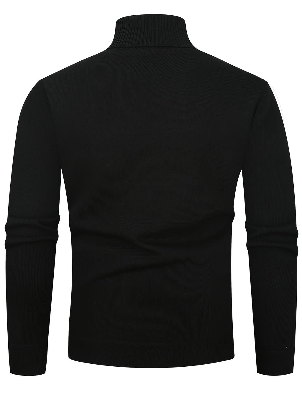 Maxwell højhalset sweater bagfra i sort med høj ribstrikket krave