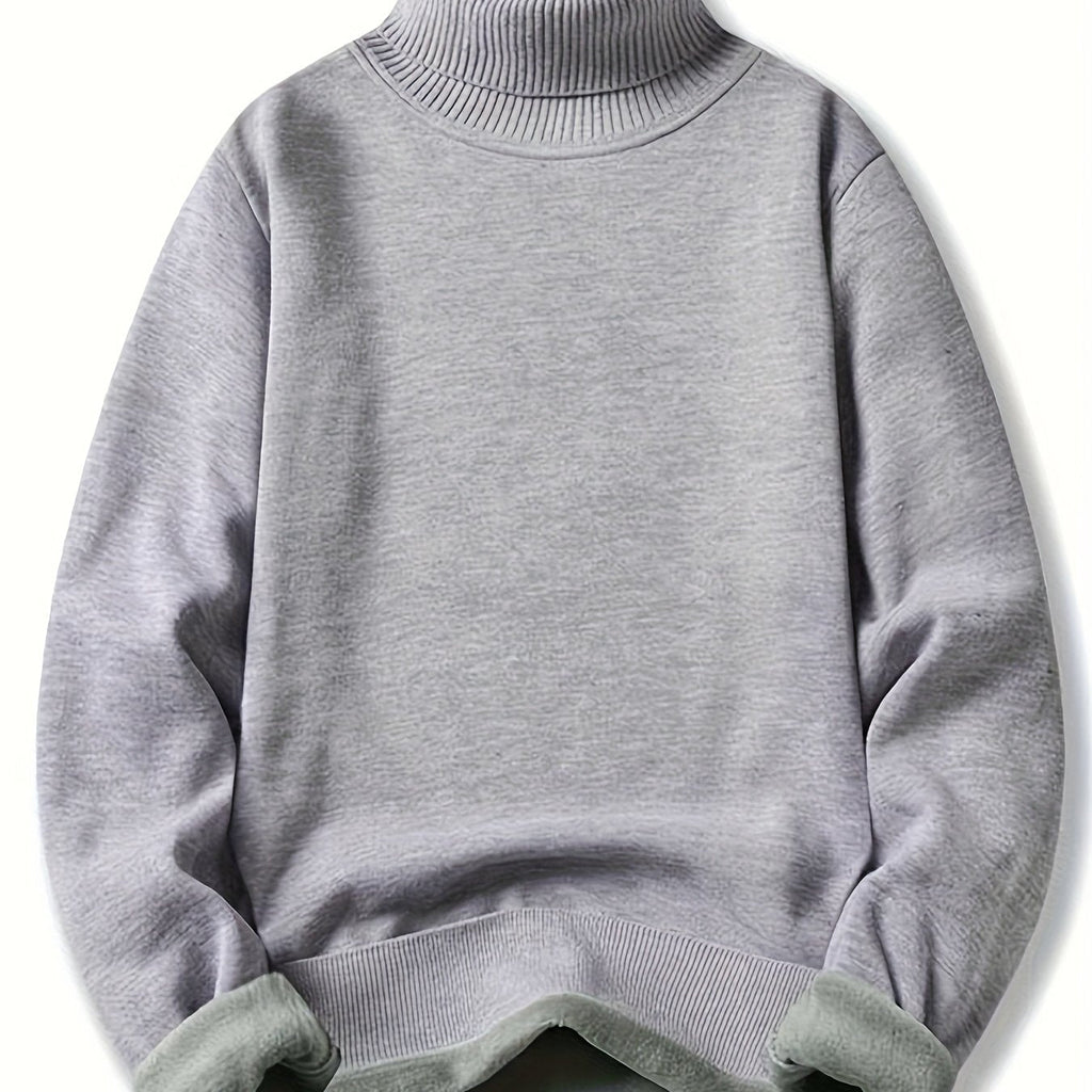 Maxwell højhalset sweater i grå med ribkant ved hals, ærmer og nederkant