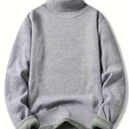 Maxwell højhalset sweater i grå med ribkant ved hals, ærmer og nederkant