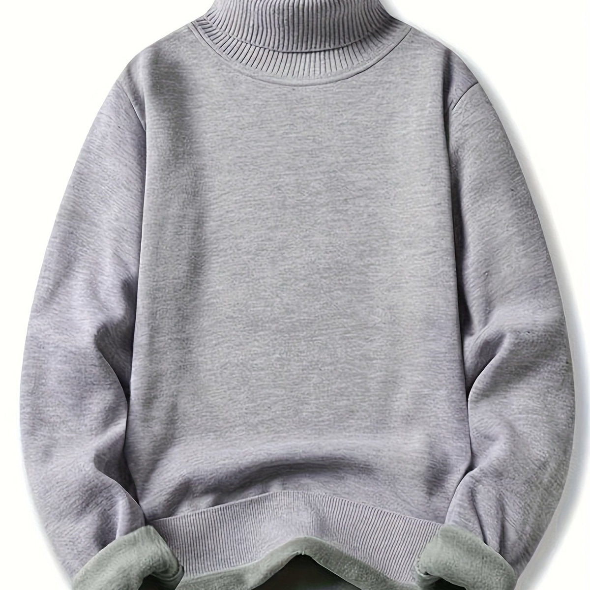 Maxwell højhalset sweater i grå med ribkant ved hals, ærmer og nederkant