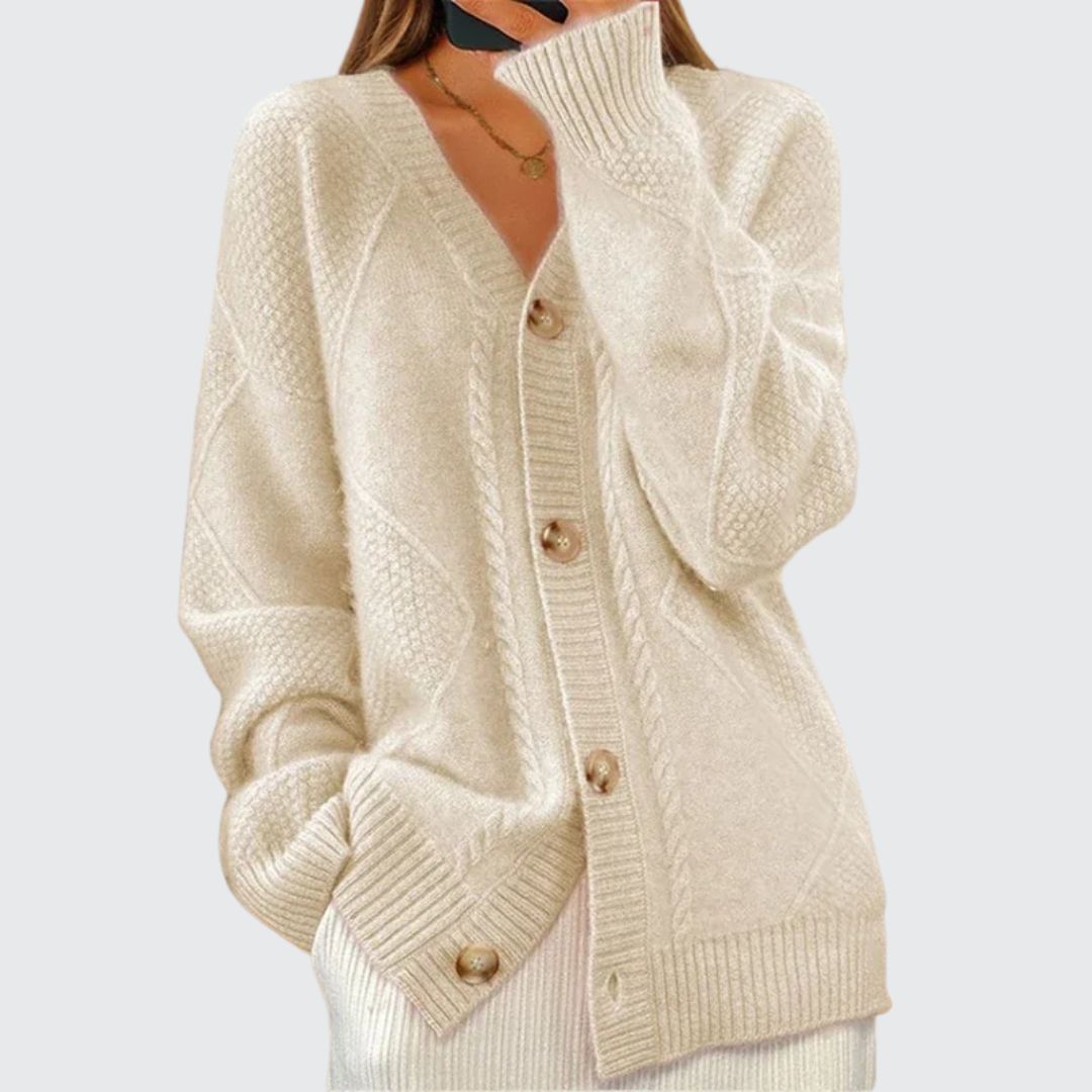 Mira Cardigan Dame | Kabelstrik, Oversized Fit, Knaplukning 4