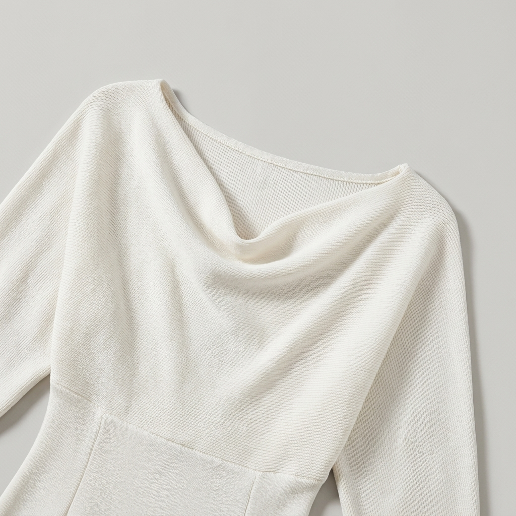 Mira Midi Kjole | Cowl Halsudskæring, Flagermusærmer, Slim Fit 2
