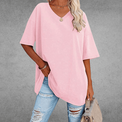 Nora Oversize T-shirt til Kvinder | Komfortabel V-udskæring, Åndbart Stof 4