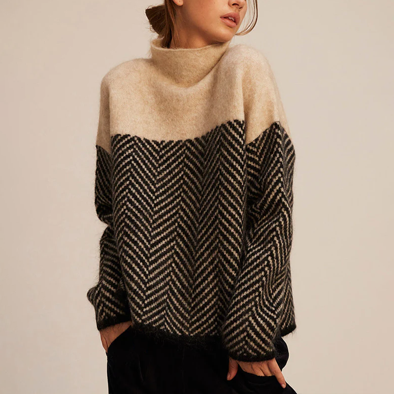 Nora Uldtrøje Dame | Faux Cashmere, Struktureret Rullekrave 0
