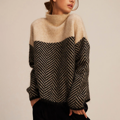 Nora Uldtrøje Dame | Faux Cashmere, Struktureret Rullekrave 0