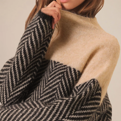 Nora Uldtrøje Dame | Faux Cashmere, Struktureret Rullekrave 2