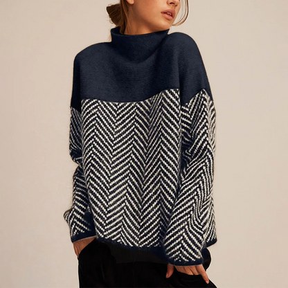 Nora Uldtrøje Dame | Faux Cashmere, Struktureret Rullekrave 4