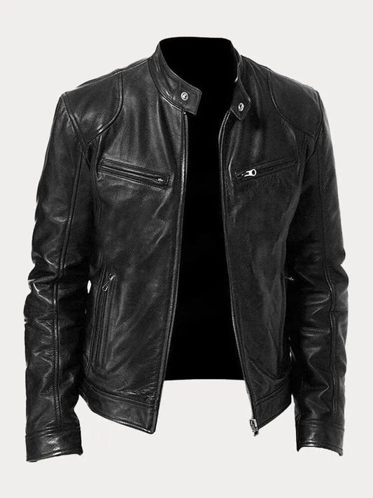Odin Herre Jakke | Quilted Læderlook, Slank Pasform 0