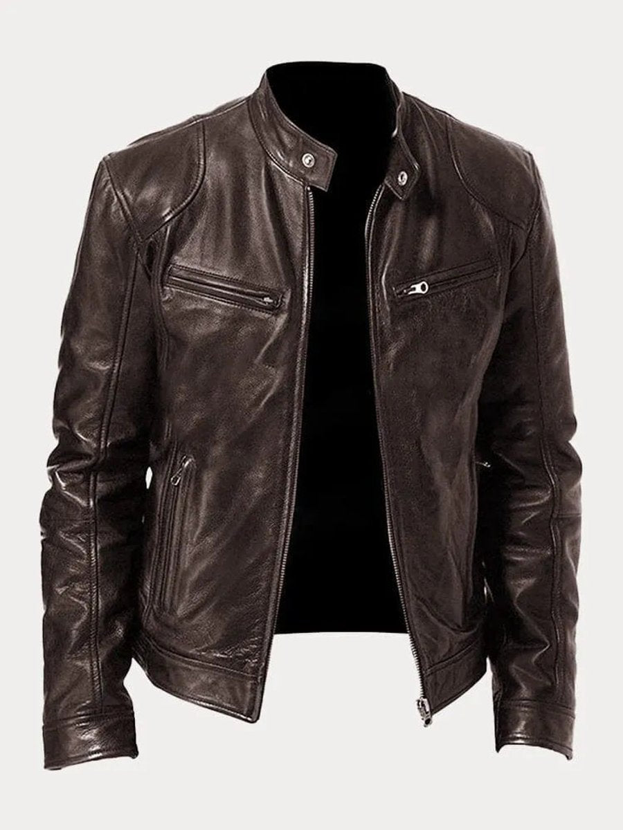 Odin Herre Jakke | Quilted Læderlook, Slank Pasform 2