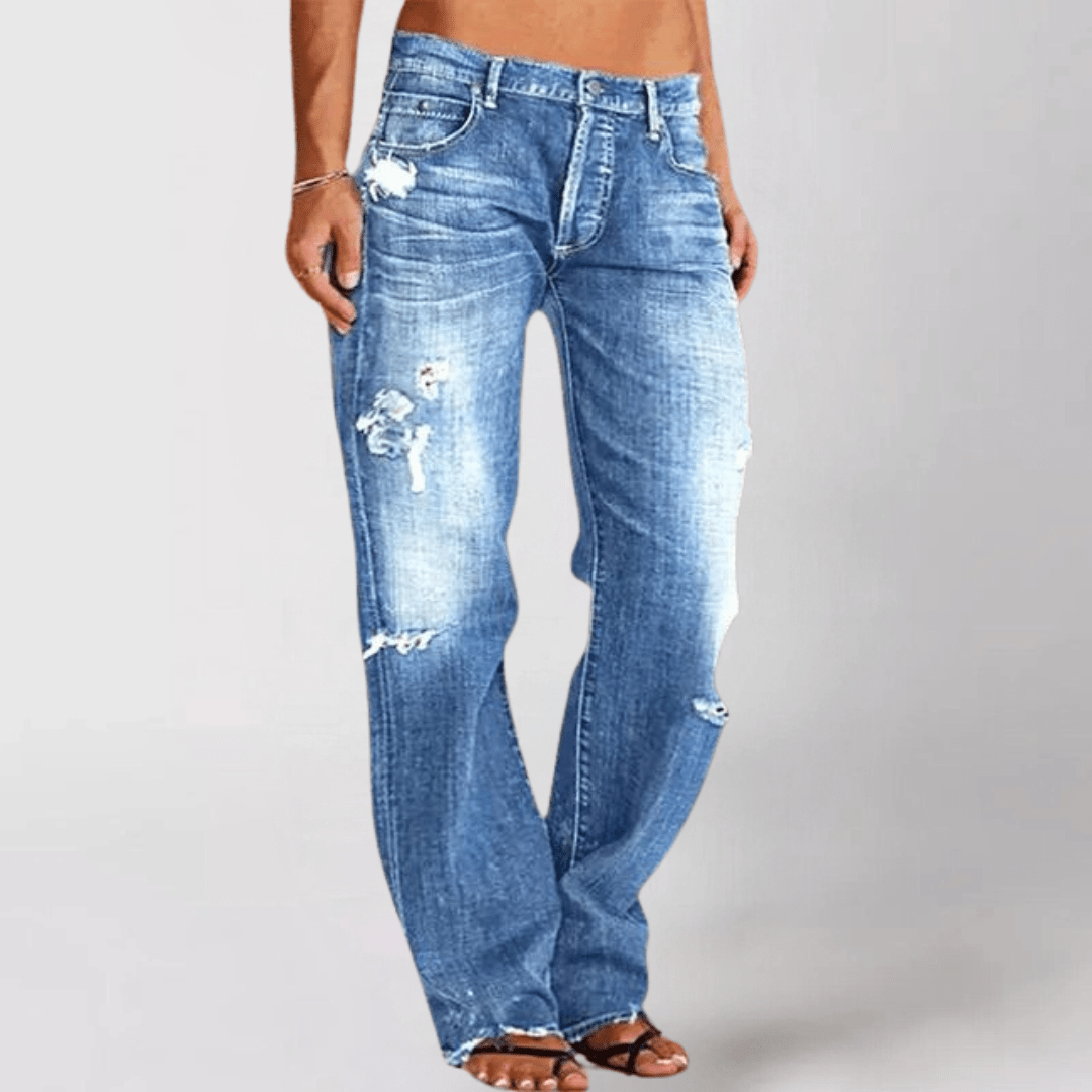 Olina Baggy Jeans | Vide Ben, Distressed Denim til Dame 0