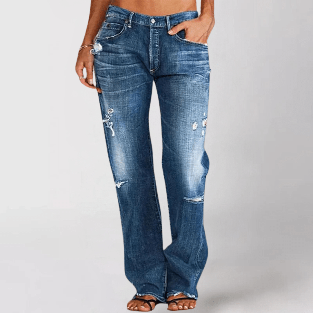 Olina Baggy Jeans | Vide Ben, Distressed Denim til Dame 1
