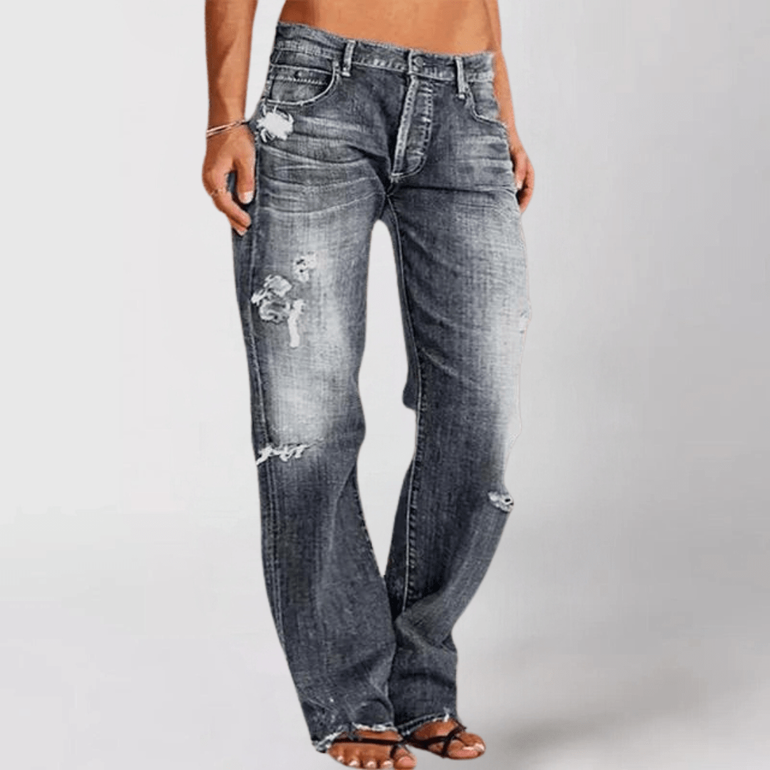 Olina Baggy Jeans | Vide Ben, Distressed Denim til Dame 3