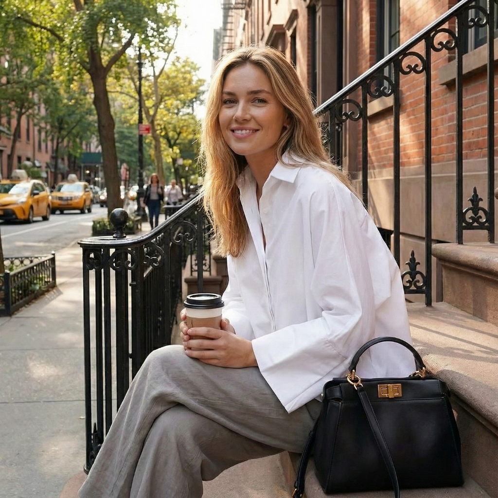 Olina Oversized Skjorte | Bomuldsblanding, Boxy Pasform 2