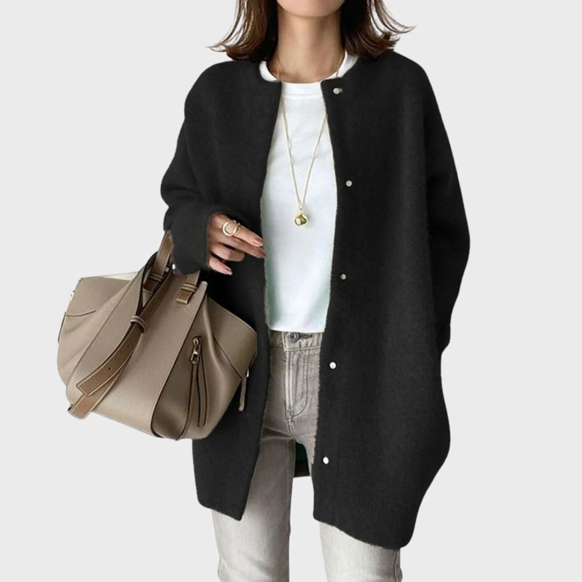 Olivia Cardigan Dame | Oversized Cashmere med Trykknapper 1