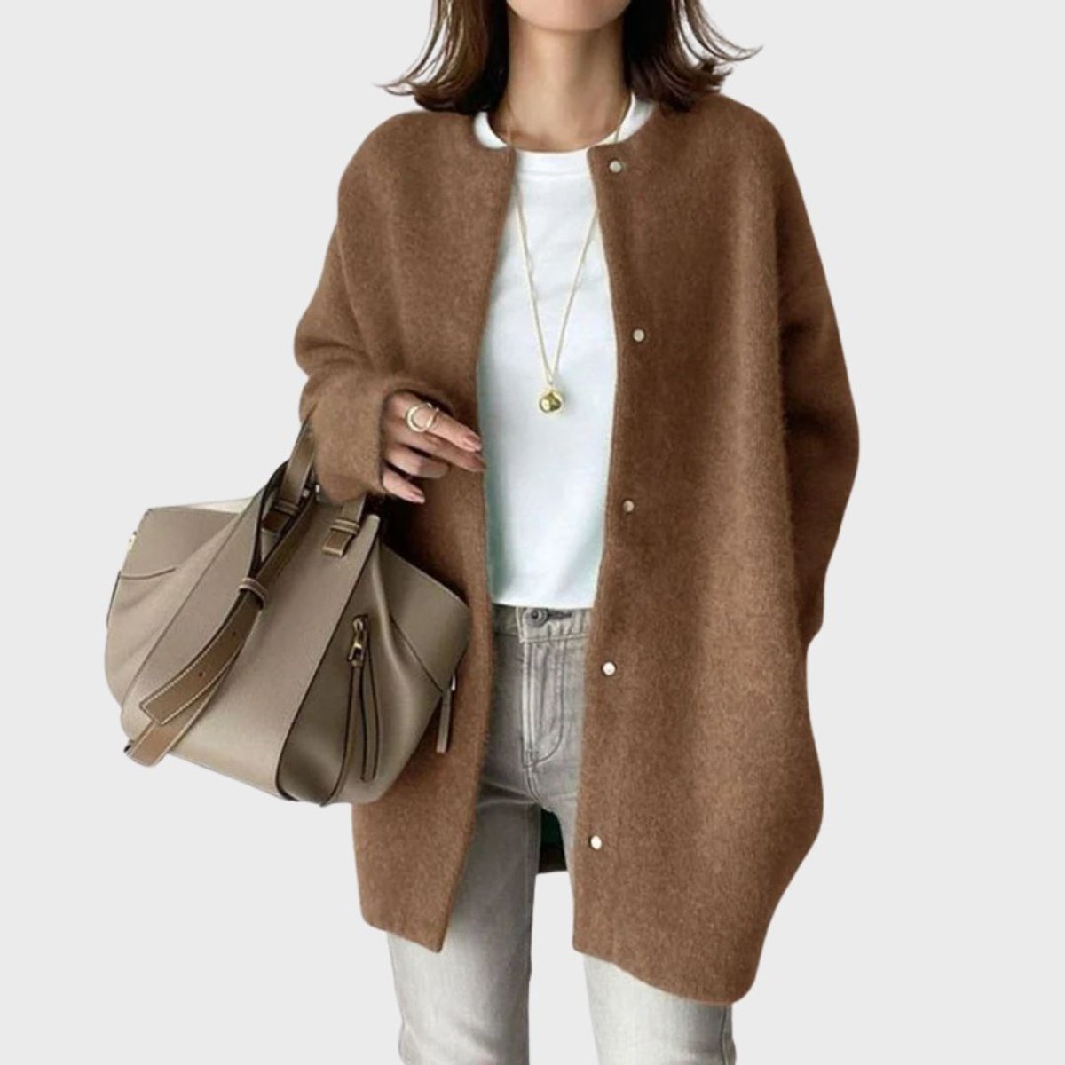 Olivia Cardigan Dame | Oversized Cashmere med Trykknapper 3