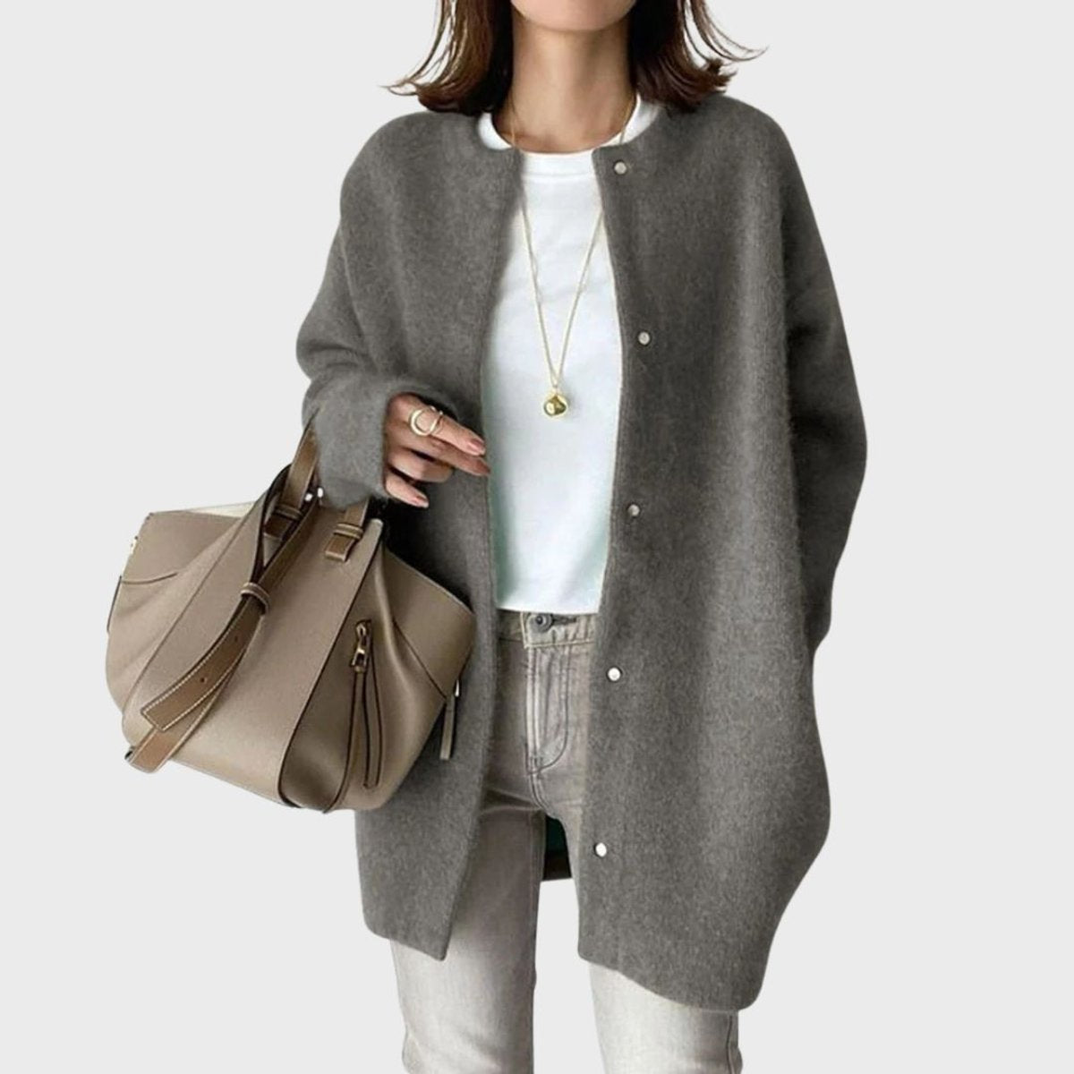 Olivia Cardigan Dame | Oversized Cashmere med Trykknapper 4