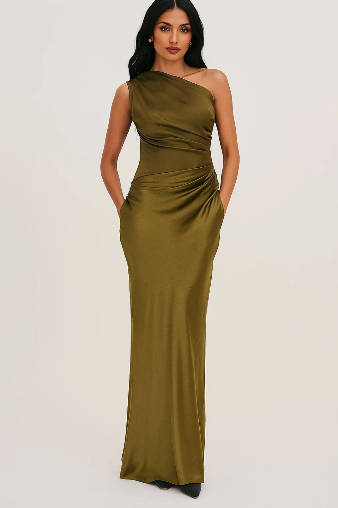 Opal Aften-Maxikjole | One Shoulder, Fitted Column Silhuet 2