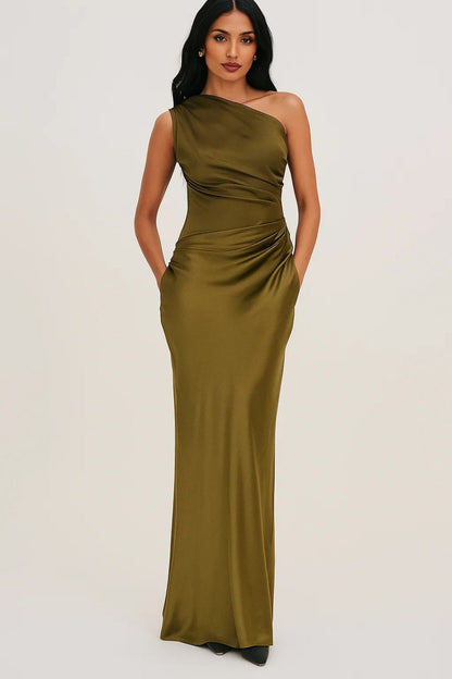 Opal Aften-Maxikjole | One Shoulder, Fitted Column Silhuet 2