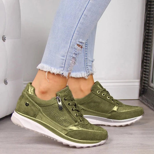 Naja | Wedge Sneakers with Zipper and Studs