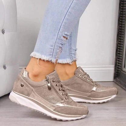 Naja | Wedge Sneakers with Zipper and Studs