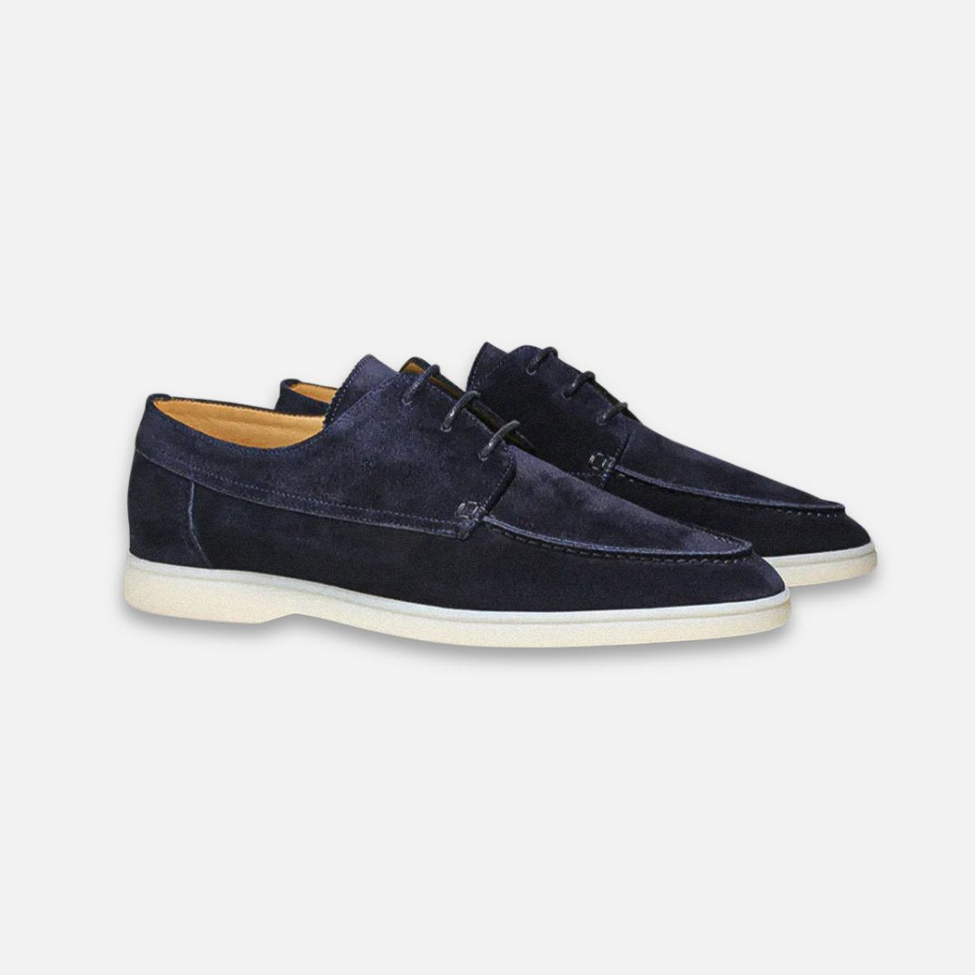 Oscar Herre Loafers | Ruskindslook, Justerbare Snørebånd, Hvid Gummisål 0