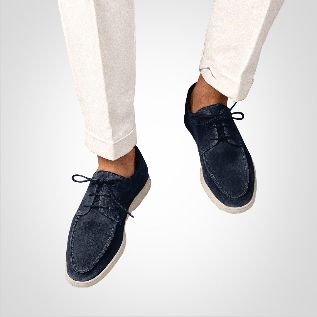 Oscar Herre Loafers | Ruskindslook, Justerbare Snørebånd, Hvid Gummisål 1