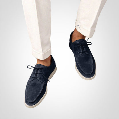 Oscar Herre Loafers | Ruskindslook, Justerbare Snørebånd, Hvid Gummisål 1