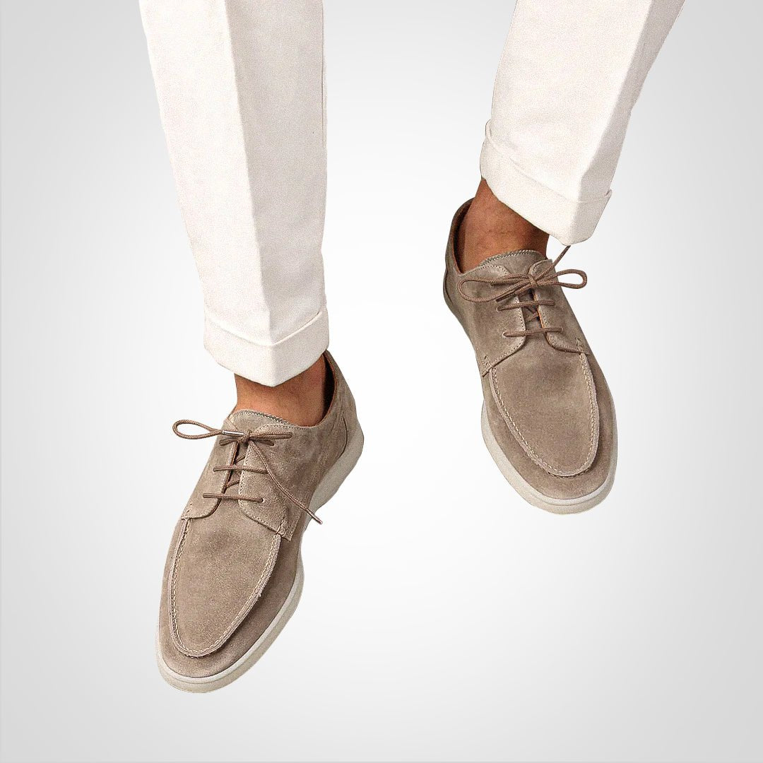 Oscar Herre Loafers | Ruskindslook, Justerbare Snørebånd, Hvid Gummisål 3