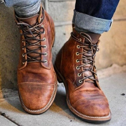 Pera Herre Støvler | Slidstærkt PU-Læder, Cap-Toe Design 0