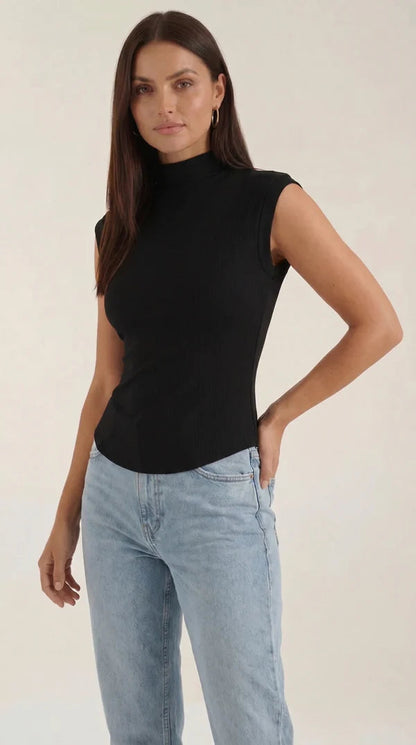 Rina Ribbet Top | Figursyet, Langærmet, Ribstrikket 6