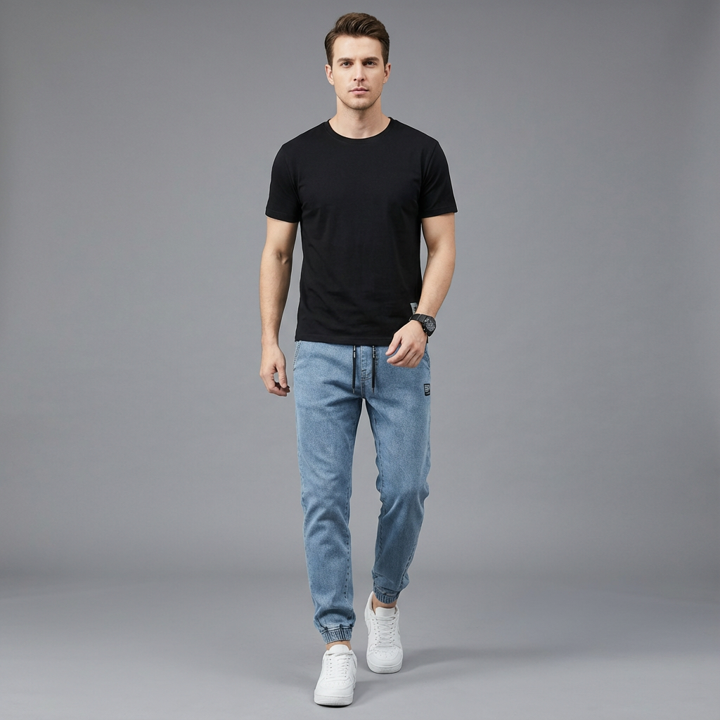 Riven Jogger Jeans | Blødt Vasket Denim, Relaxed Fit 1