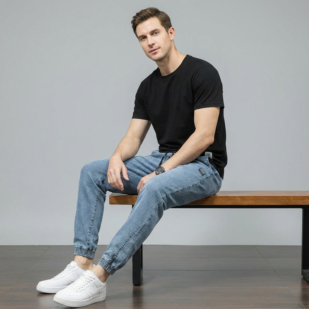 Riven Jogger Jeans | Blødt Vasket Denim, Relaxed Fit 5