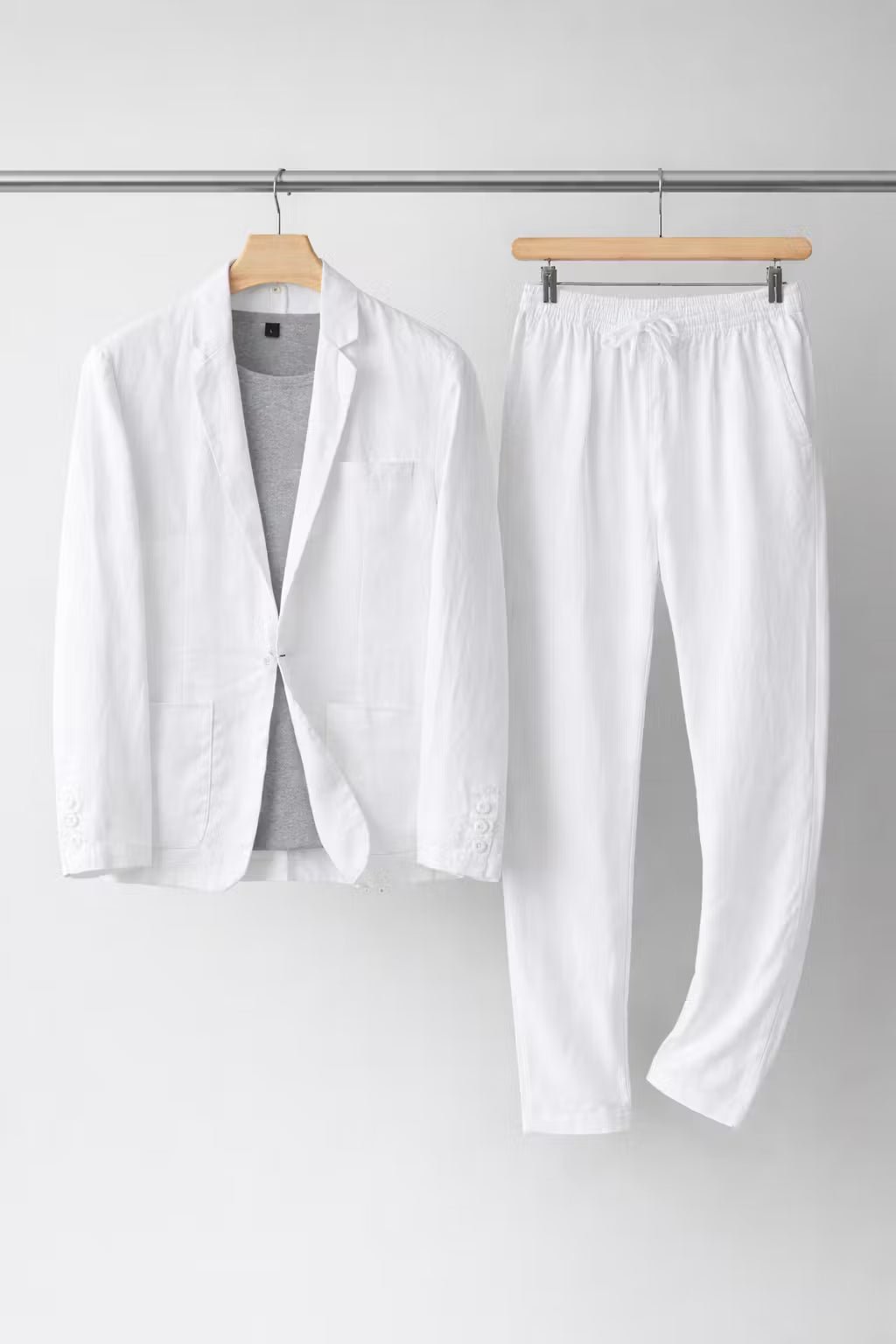 Simo Herrelinnedsæt | Afslappet Pasform, Hør Blazer og Bukser 10