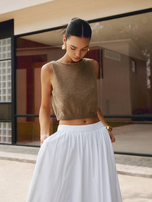 Sira Crop Top | Strikket Bomuldsblanding Ærmeløs 0