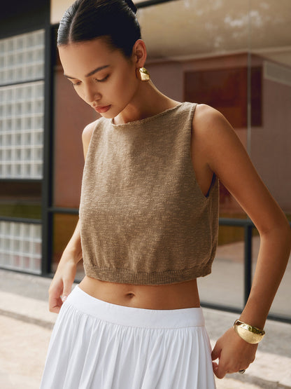 Sira Crop Top | Strikket Bomuldsblanding Ærmeløs 2