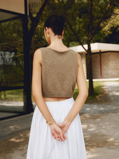 Sira Crop Top | Strikket Bomuldsblanding Ærmeløs 4