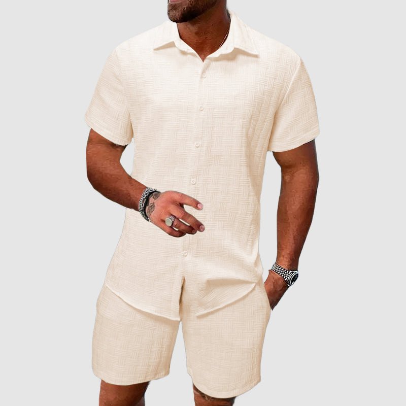 Timo Jacquard Sæt | Kortærmet, Todelt Mænds Sommerlook 0