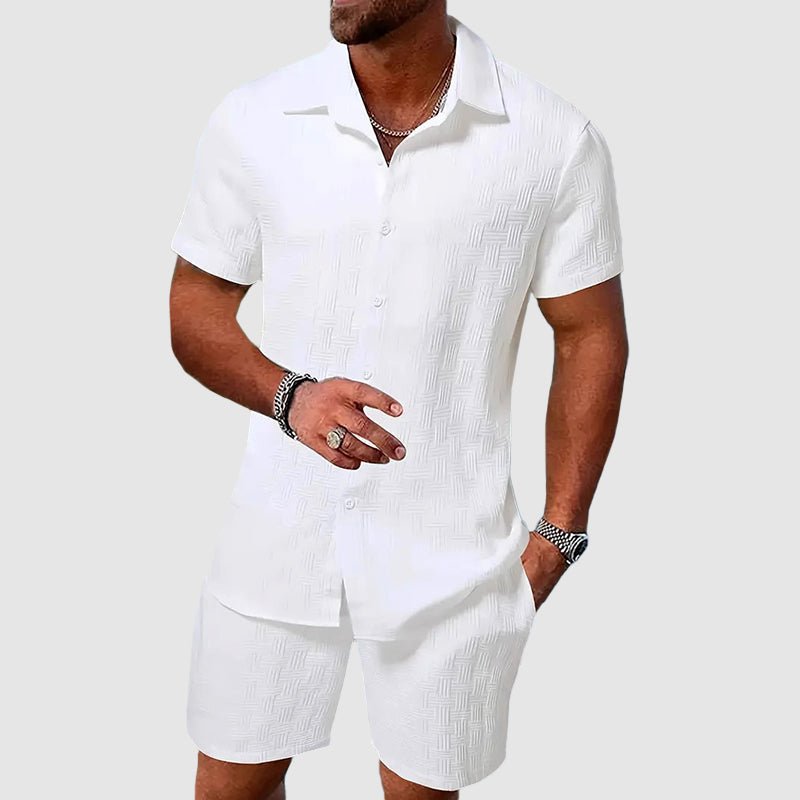 Timo Jacquard Sæt | Kortærmet, Todelt Mænds Sommerlook 1