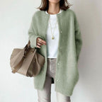 Oversized cardigan med knapper, dropped skuldre, grøn