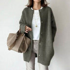 Oversized cardigan med knapper, dropped skuldre, mørkegrå