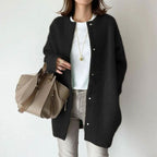 Oversized cardigan med knapper, dropped skuldre, sort